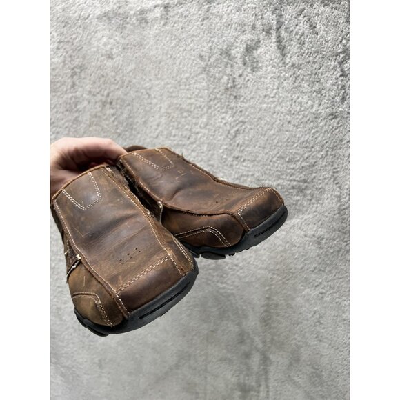 Men's Skechers 7.5 Glides Docklands slip on loafers brown leather relaxed fit - Picture 8 of 8